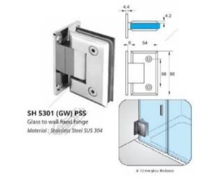 22 SH 5301 GW PSS Shower Hinge Dekkson Engsel Shower Kaca Tembok